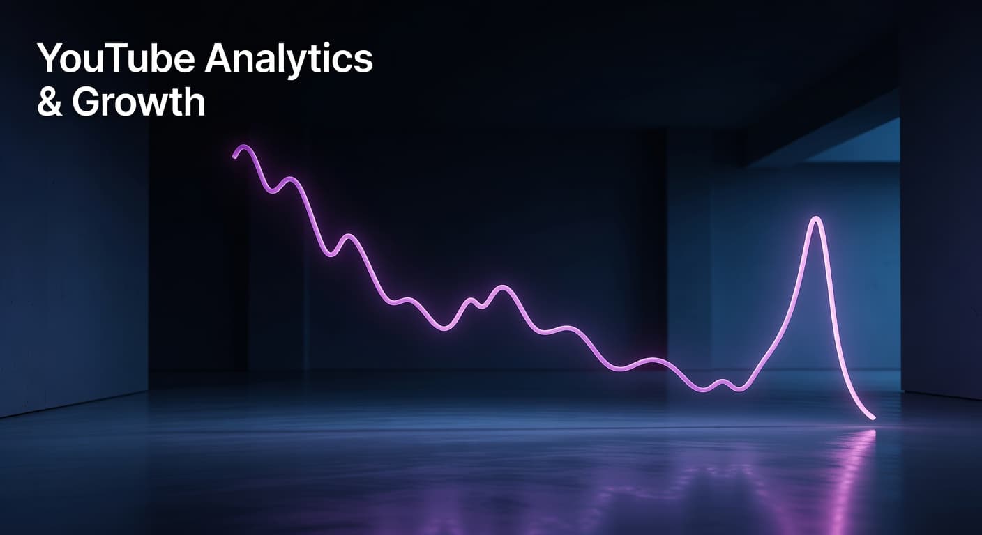 YouTube video performance analysis dashboard showing key metrics including audience retention, CTR, and watch time data for channel growth
