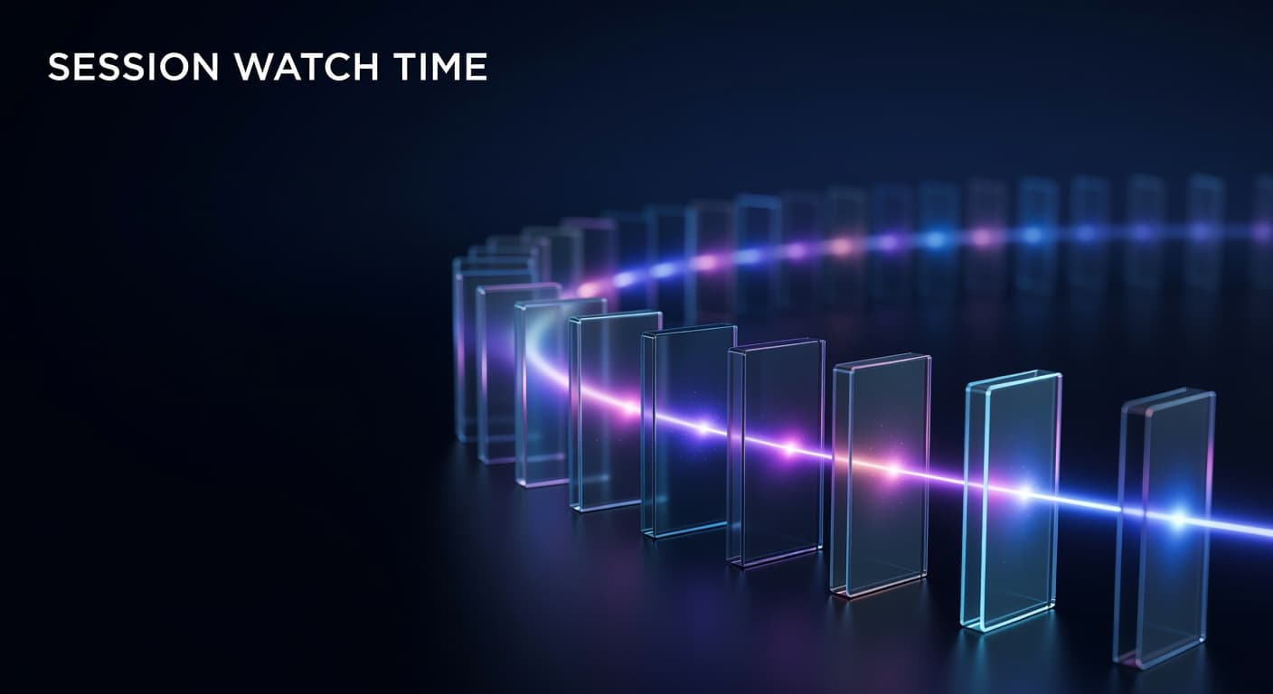 Diagram showing YouTube session watch time flow from a single video into extended platform viewing sessions