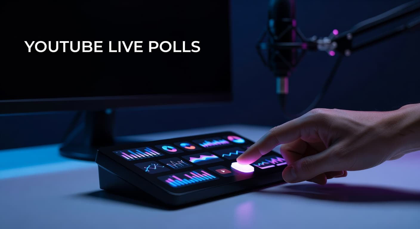 YouTube live stream poll interface showing real-time audience voting and interactive engagement features during a creator broadcast