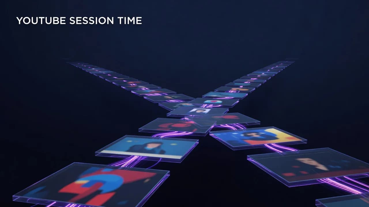 Creator reviewing YouTube session time and onward viewing analytics to grow a channel