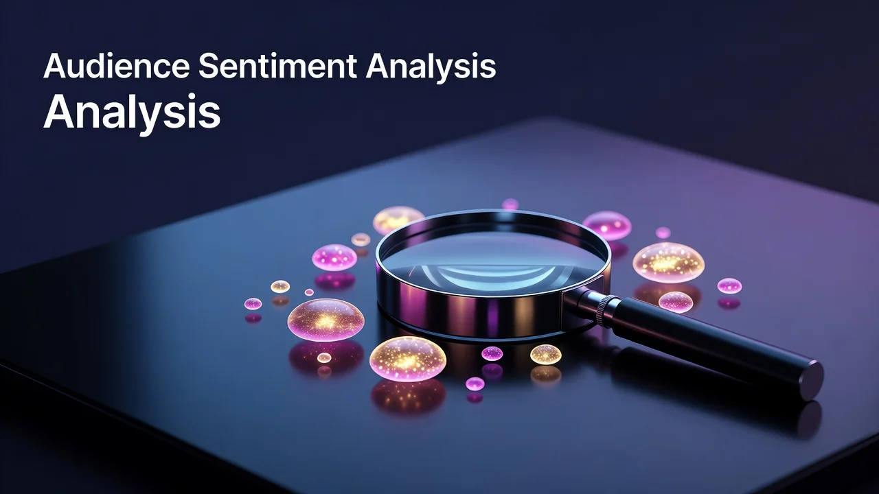 Creator reviewing YouTube audience sentiment analysis with positive, negative, and neutral comment breakdowns on screen