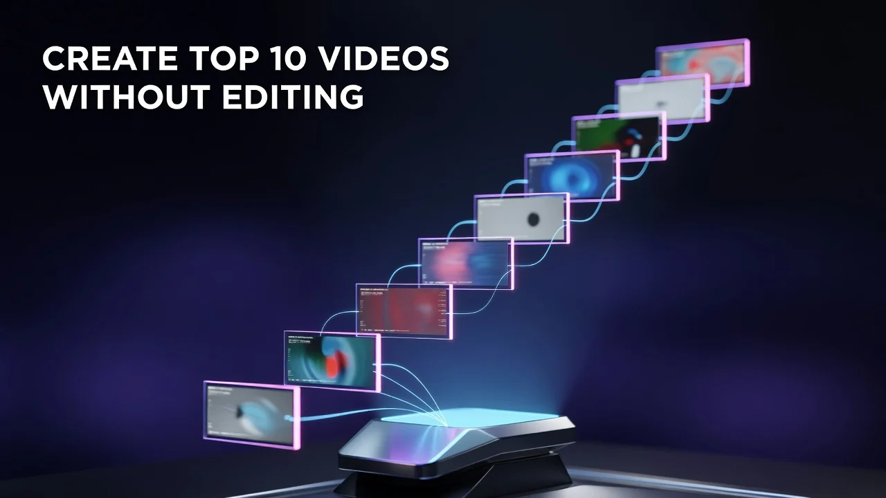 A ranked top 10 countdown list video layout for a faceless YouTube channel produced without editing skills