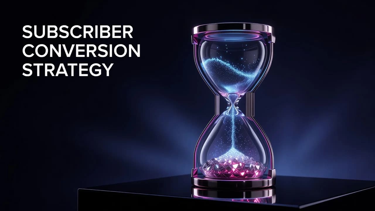 A YouTube creator reviewing subscriber conversion analytics showing how viewers turn into subscribers