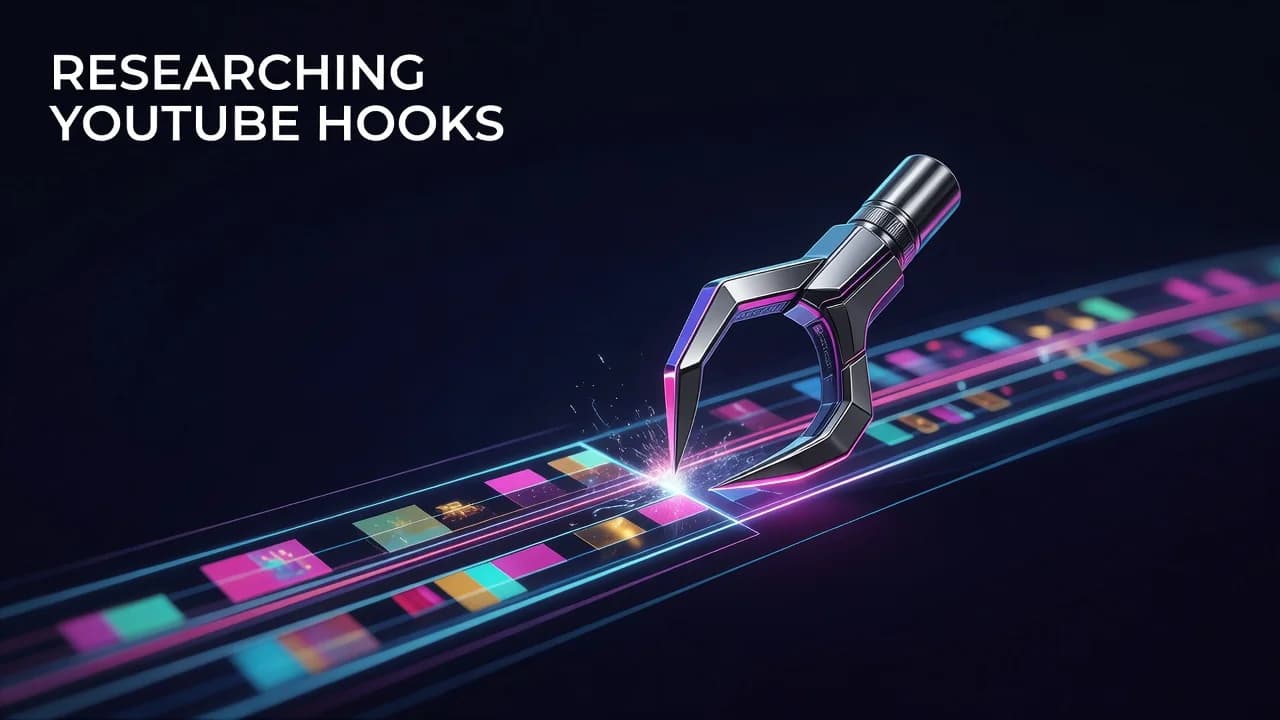 Creator studying YouTube hook patterns and retention data to research video openings