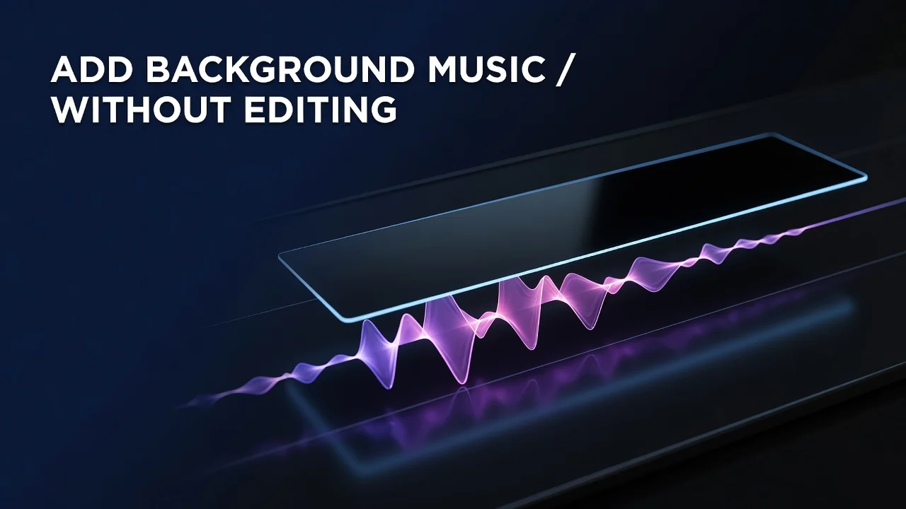 Audio waveform and headphones representing background music selection for YouTube videos produced without editing skills