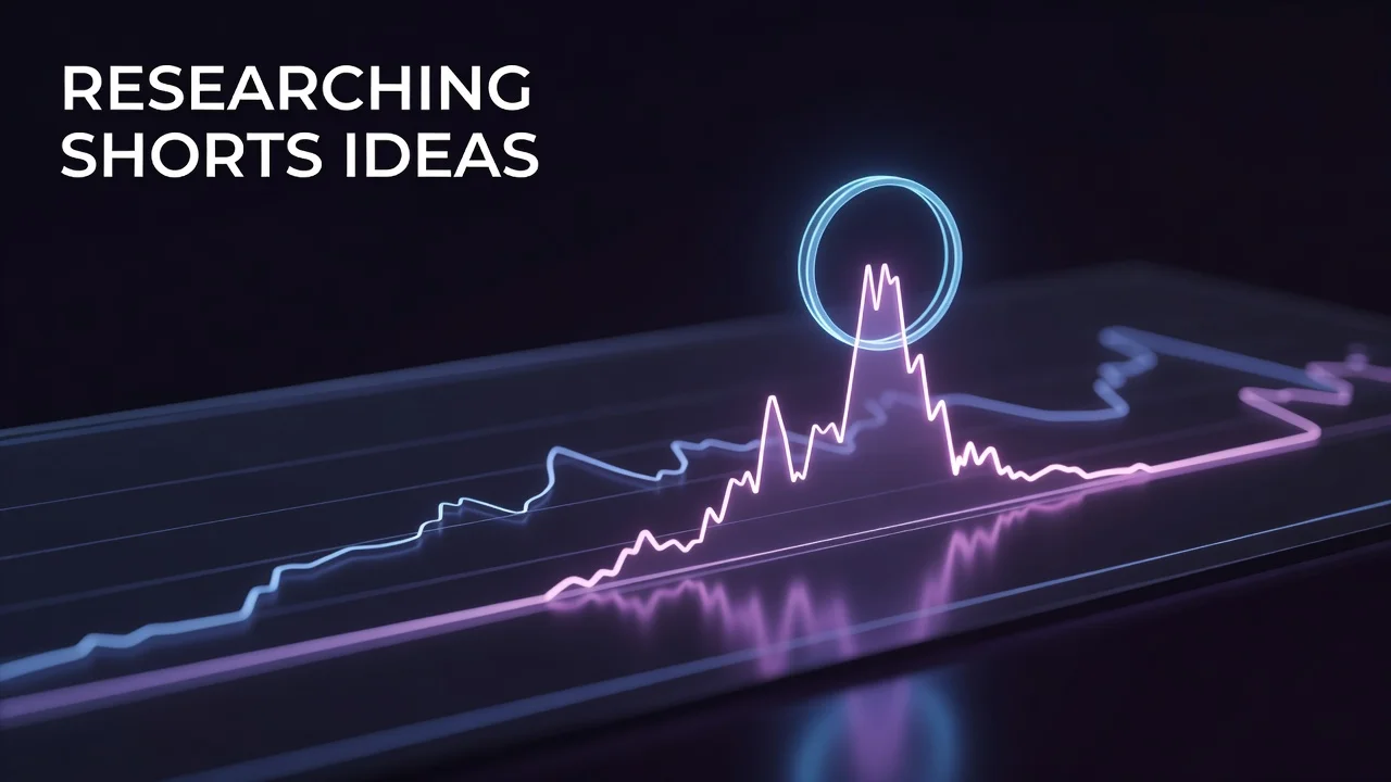 Creator researching YouTube Shorts ideas on a phone alongside long-form video performance data