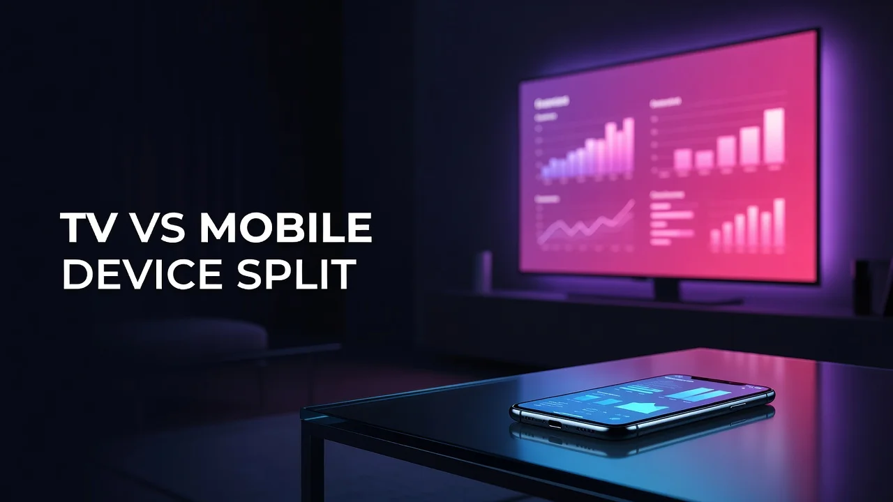Creator reviewing YouTube device analytics comparing TV and mobile watch time for channel growth
