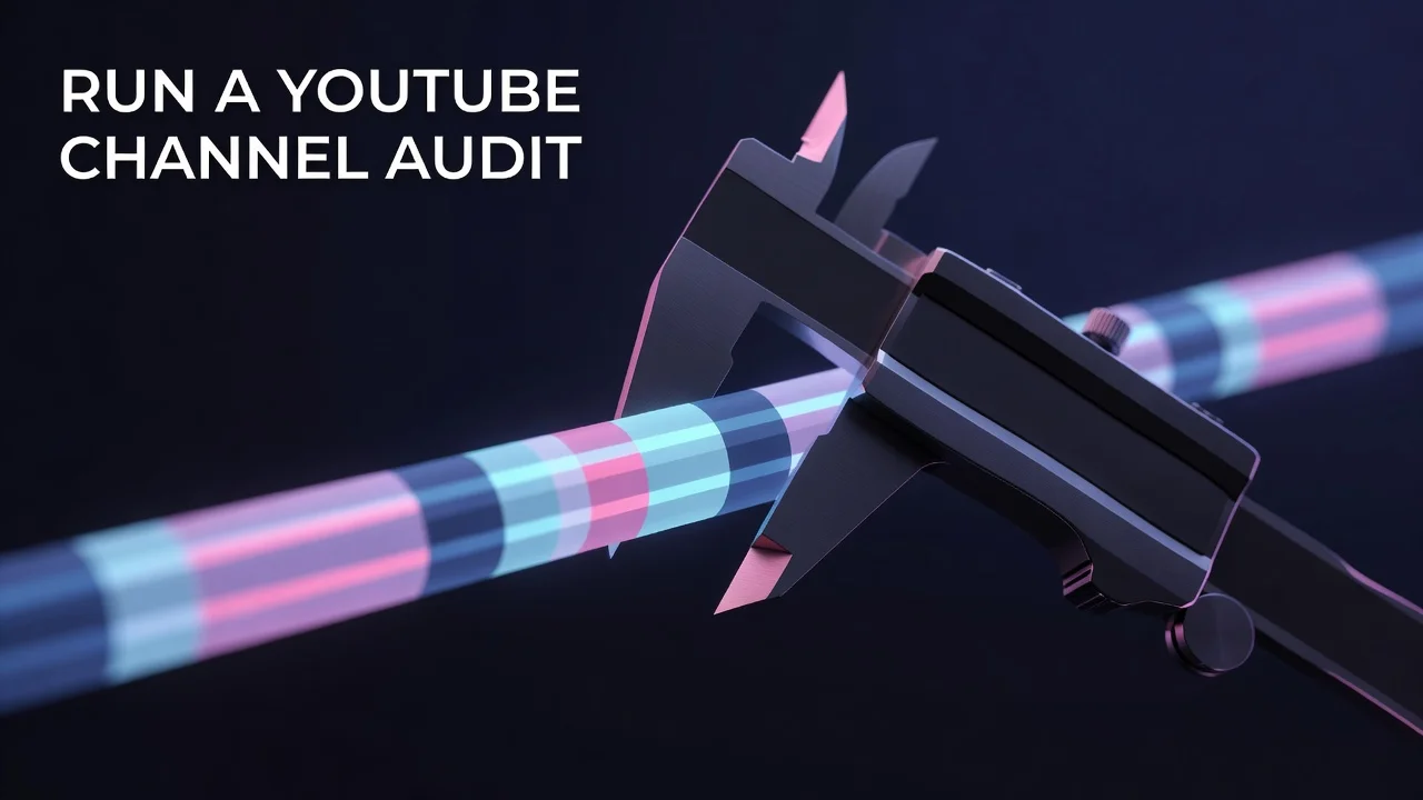Creator reviewing a YouTube channel audit report with performance charts and a prioritized action plan