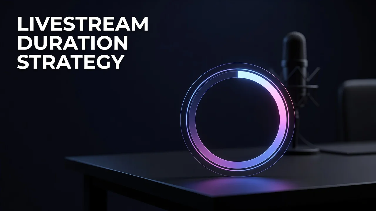 Creator monitoring livestream duration and concurrent viewer analytics during a YouTube broadcast