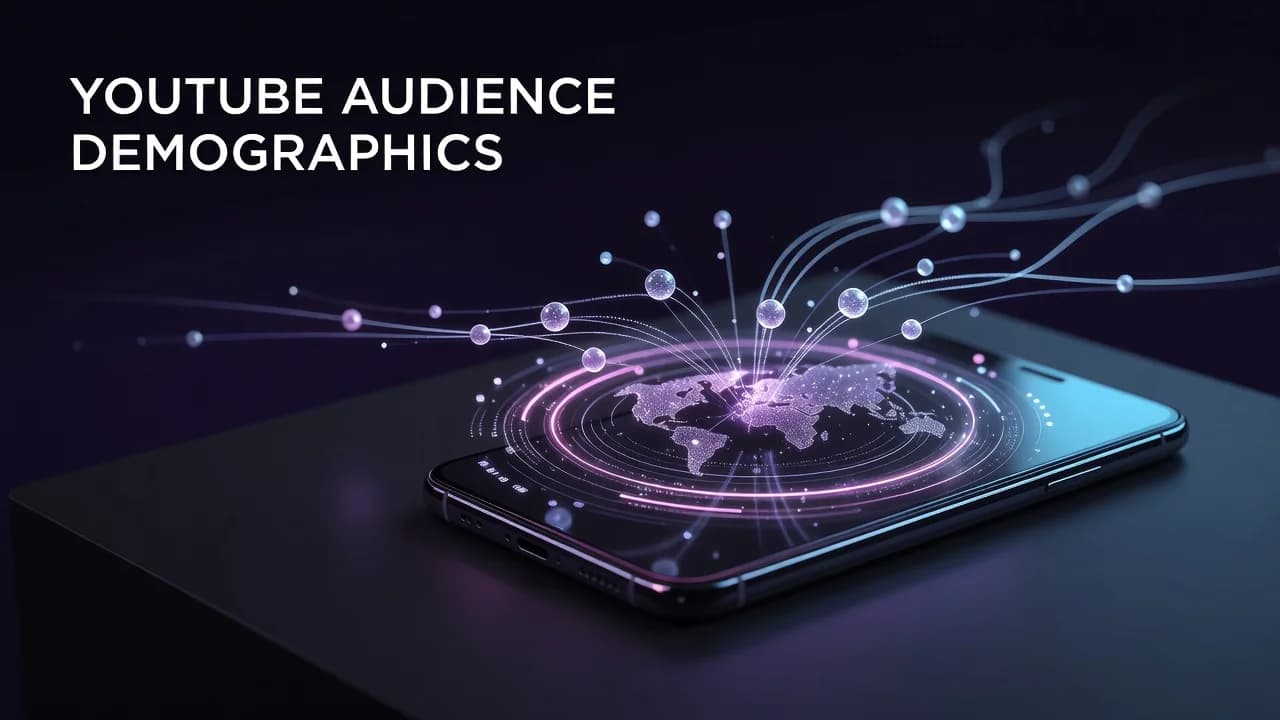 Creator reviewing YouTube audience demographics data showing age, gender, and country breakdowns