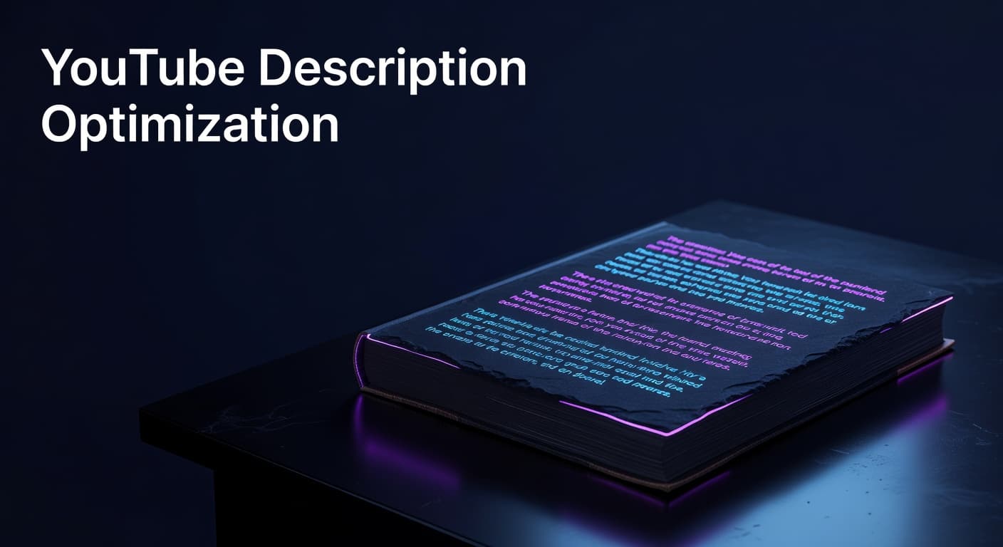 YouTube video description optimization showing keyword placement and SEO structure for higher search rankings