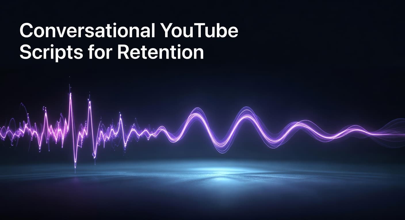 YouTube creator writing a conversational video script at a desk to improve viewer retention