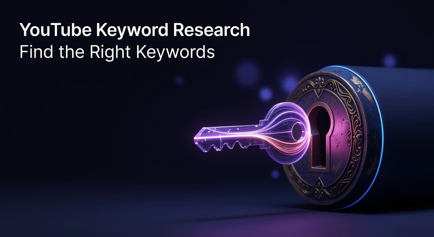 Creator performing YouTube keyword research on a laptop to find high-value search terms before filming