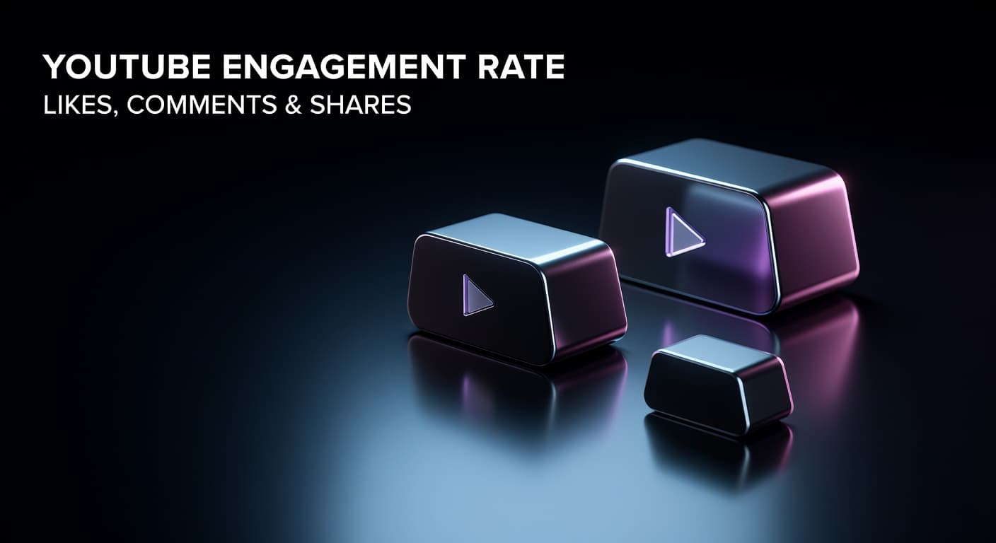 YouTube engagement rate metrics showing likes, comments, and shares analytics dashboard