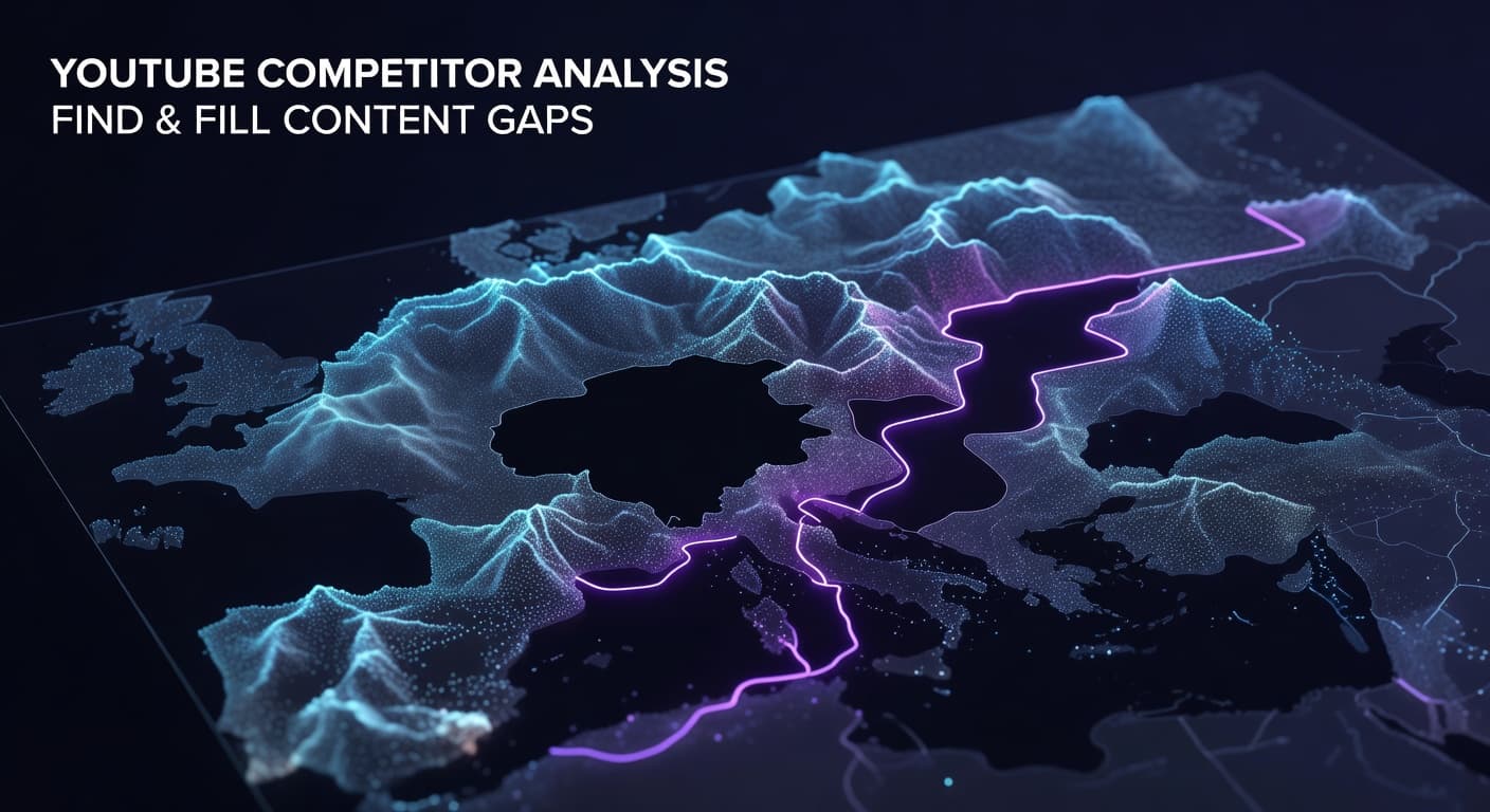 YouTube competitor analysis dashboard showing channel benchmarking and content gap discovery