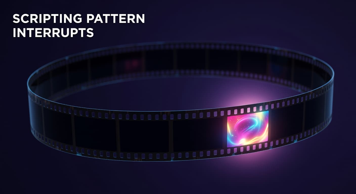 Creator reviewing a YouTube script with pattern interrupt markers highlighted at regular intervals for retention optimization