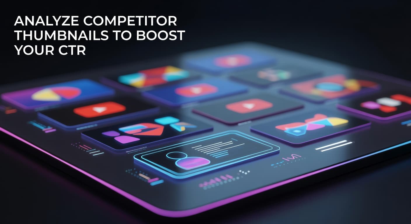 Creator analyzing competitor YouTube thumbnails to improve click-through rate and CTR benchmarks