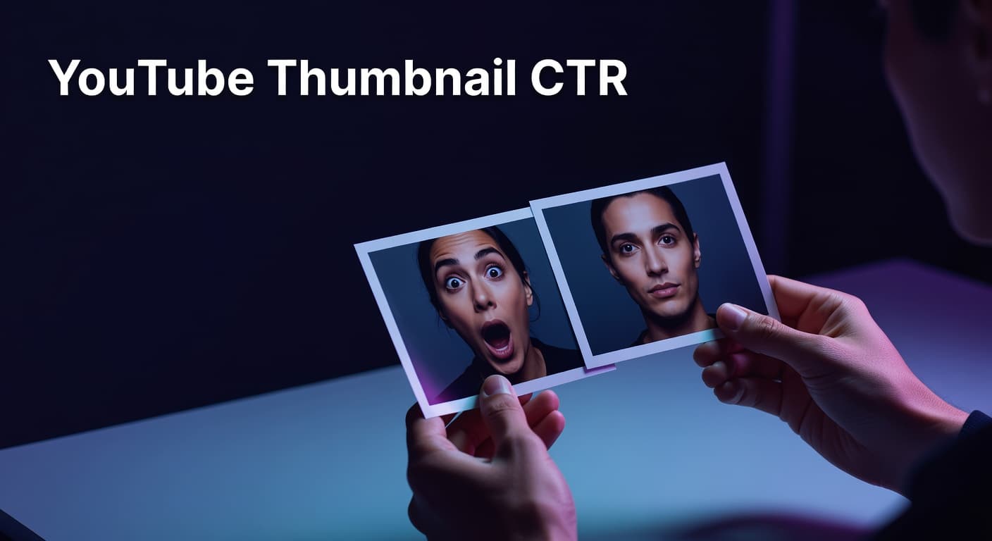 YouTube thumbnail design strategies for higher click through rate showing bold colors, expressive faces, and high-contrast text overlays