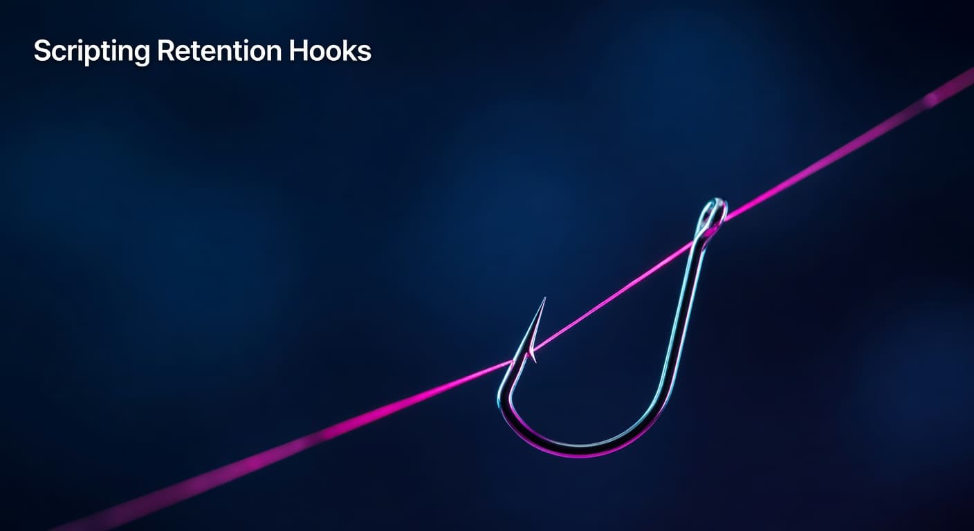 YouTube script writing for retention showing a structured script with hook, body and call to action sections on a desk