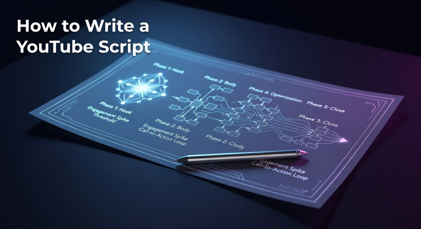 Creator using a data-driven script outline to write a retention-focused YouTube video script without writing experience