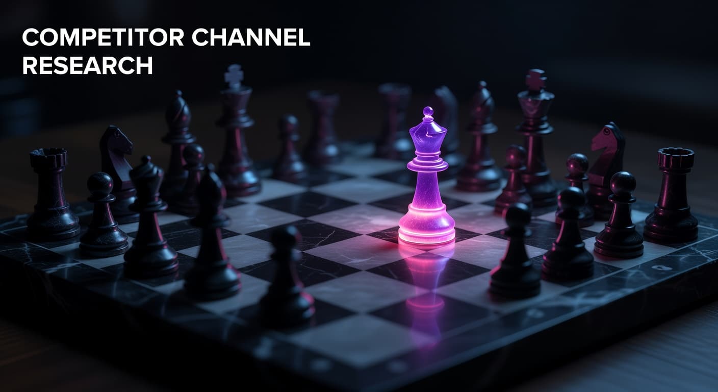 Creator analyzing competitor YouTube channels on a screen to identify content gaps and growth opportunities