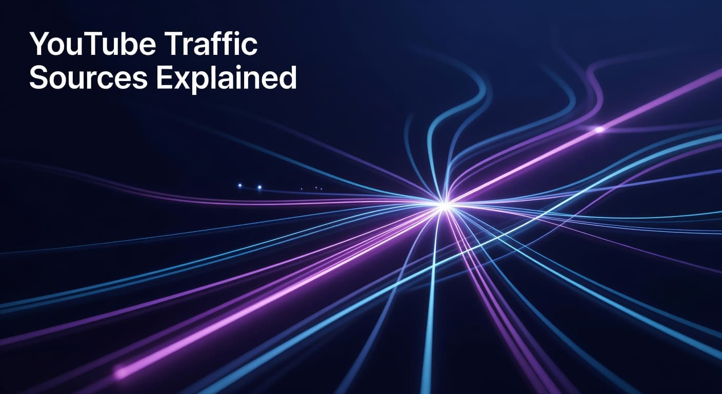 YouTube traffic sources breakdown showing Browse, Suggested, Search, and External discovery data in YouTube Studio analytics