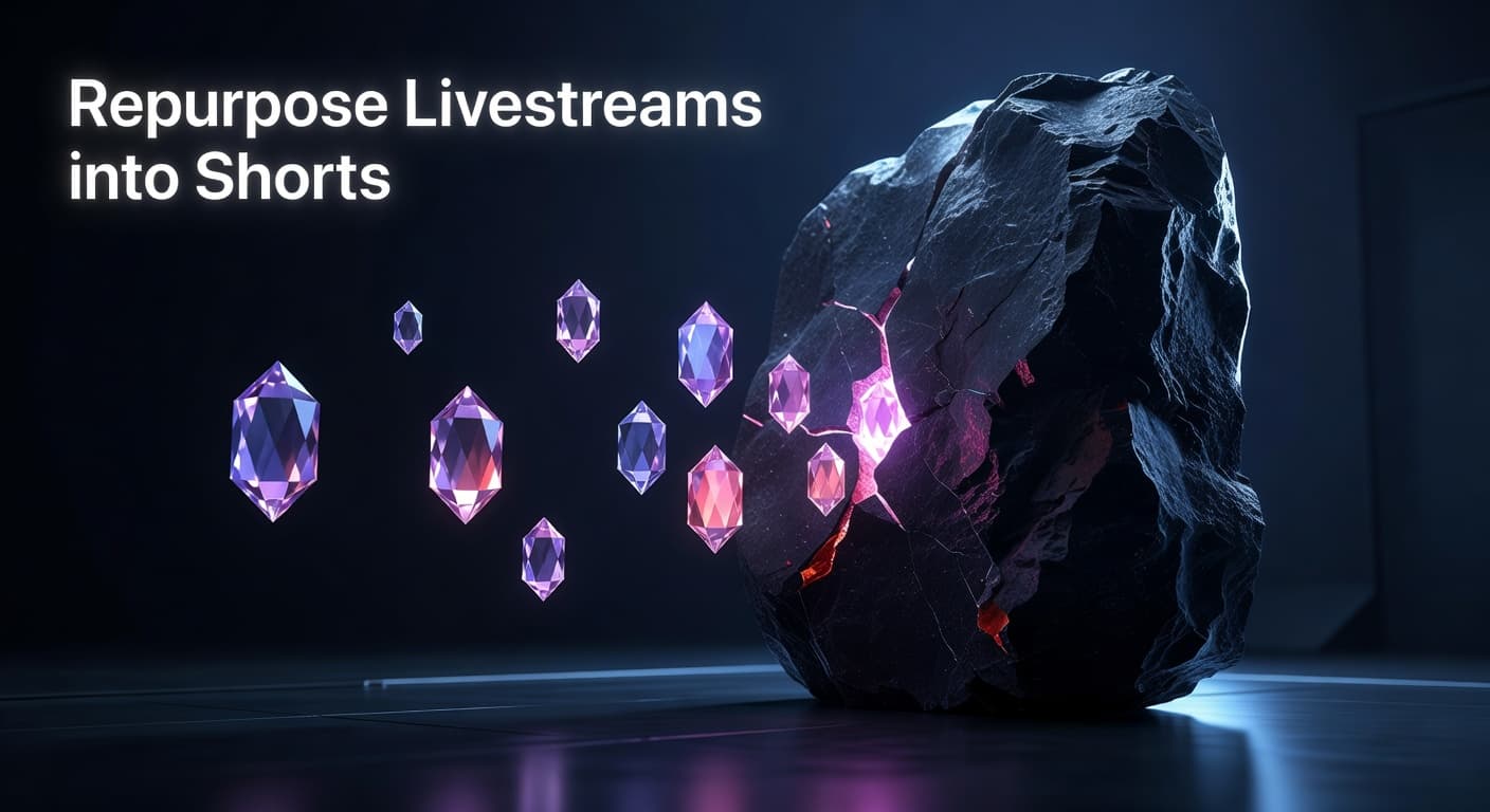 Creator repurposing a YouTube livestream into Shorts and highlight clip content