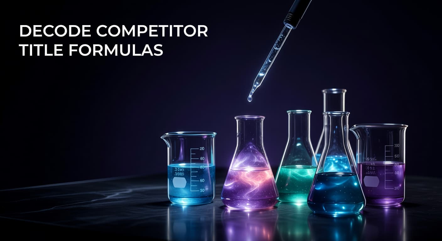 Creator analyzing competitor YouTube title formulas on a data dashboard to improve click-through rate