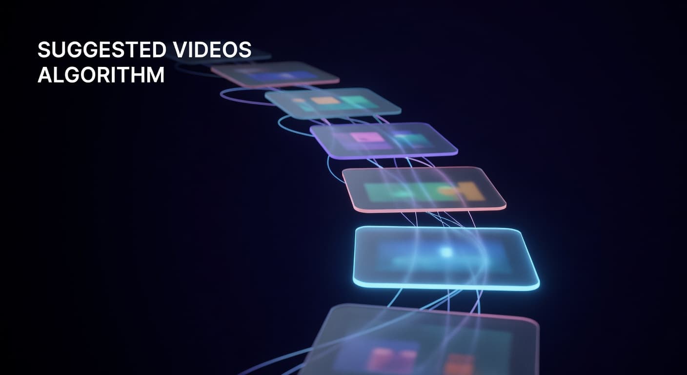 YouTube suggested videos algorithm showing Up Next panel with recommended video cards for creators to optimize