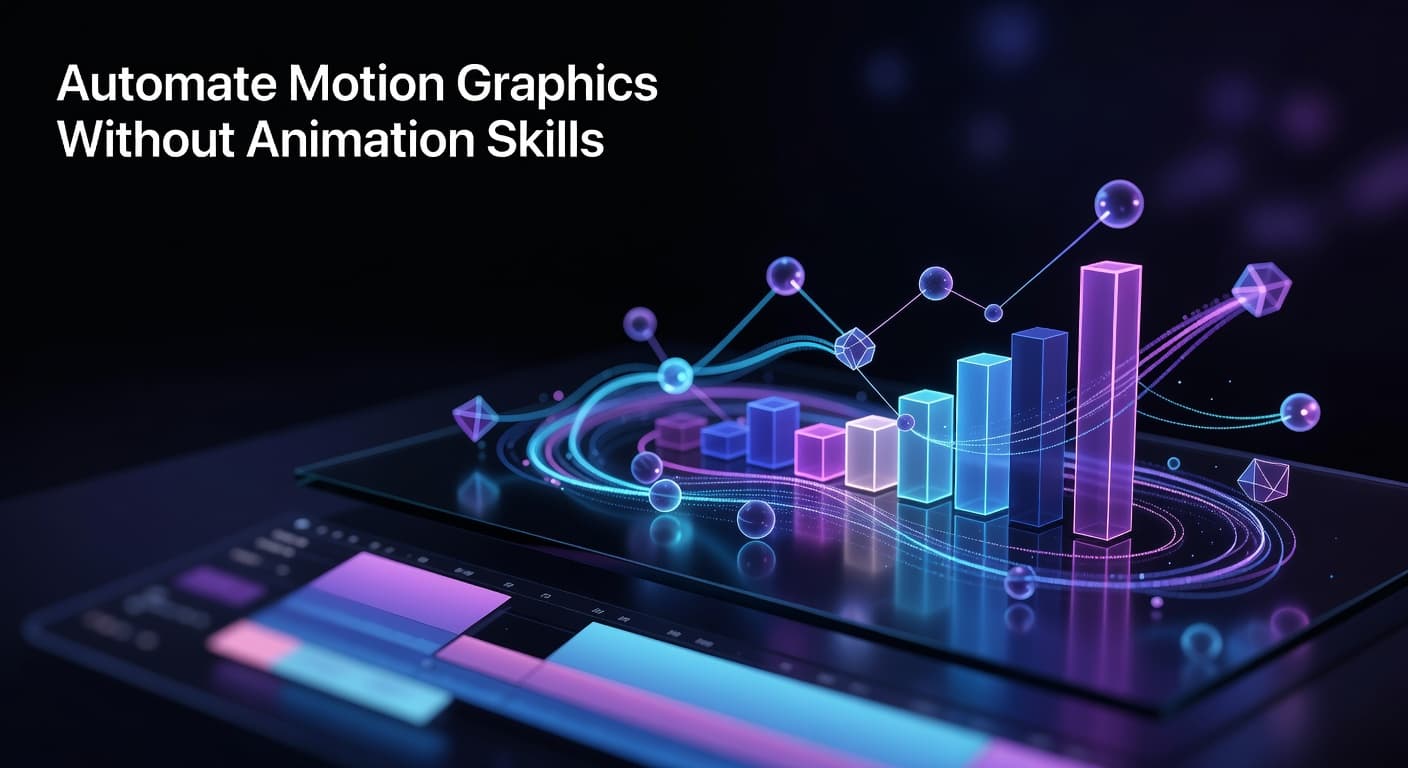 Animated motion graphics and data visualizations automatically generated for a YouTube video without editing software