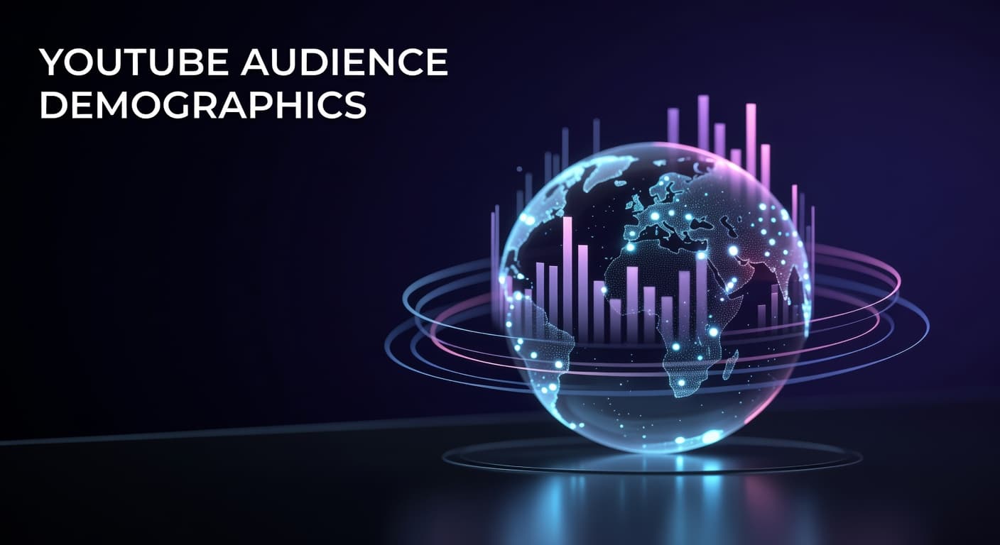 YouTube audience demographics analytics dashboard showing age, gender and geography data for channel growth