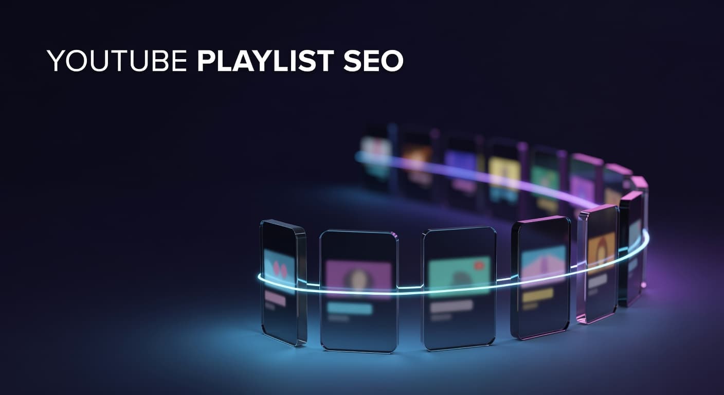 YouTube playlist SEO optimization showing keyword-rich titles, watch time growth, and video sequencing strategy