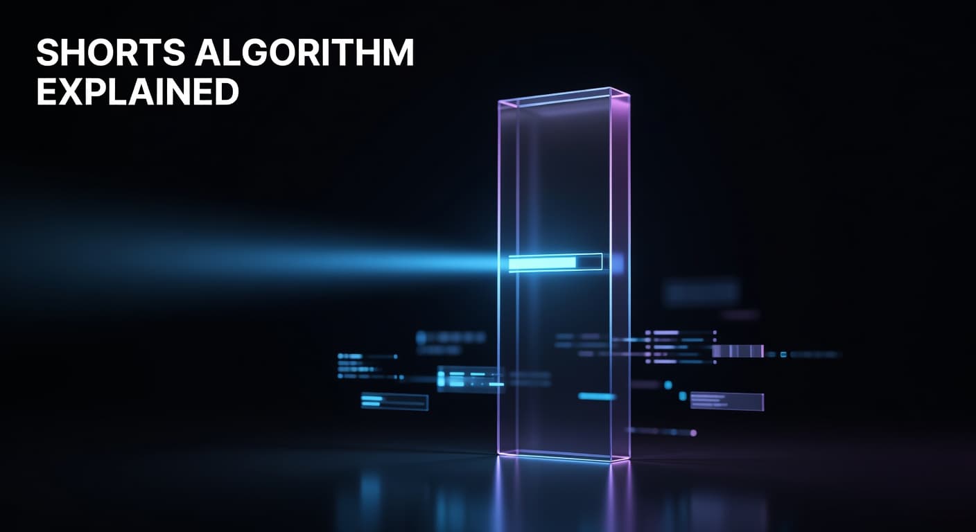 YouTube Shorts algorithm ranking signals diagram showing completion rate, swipe-away ratio, and loop signals