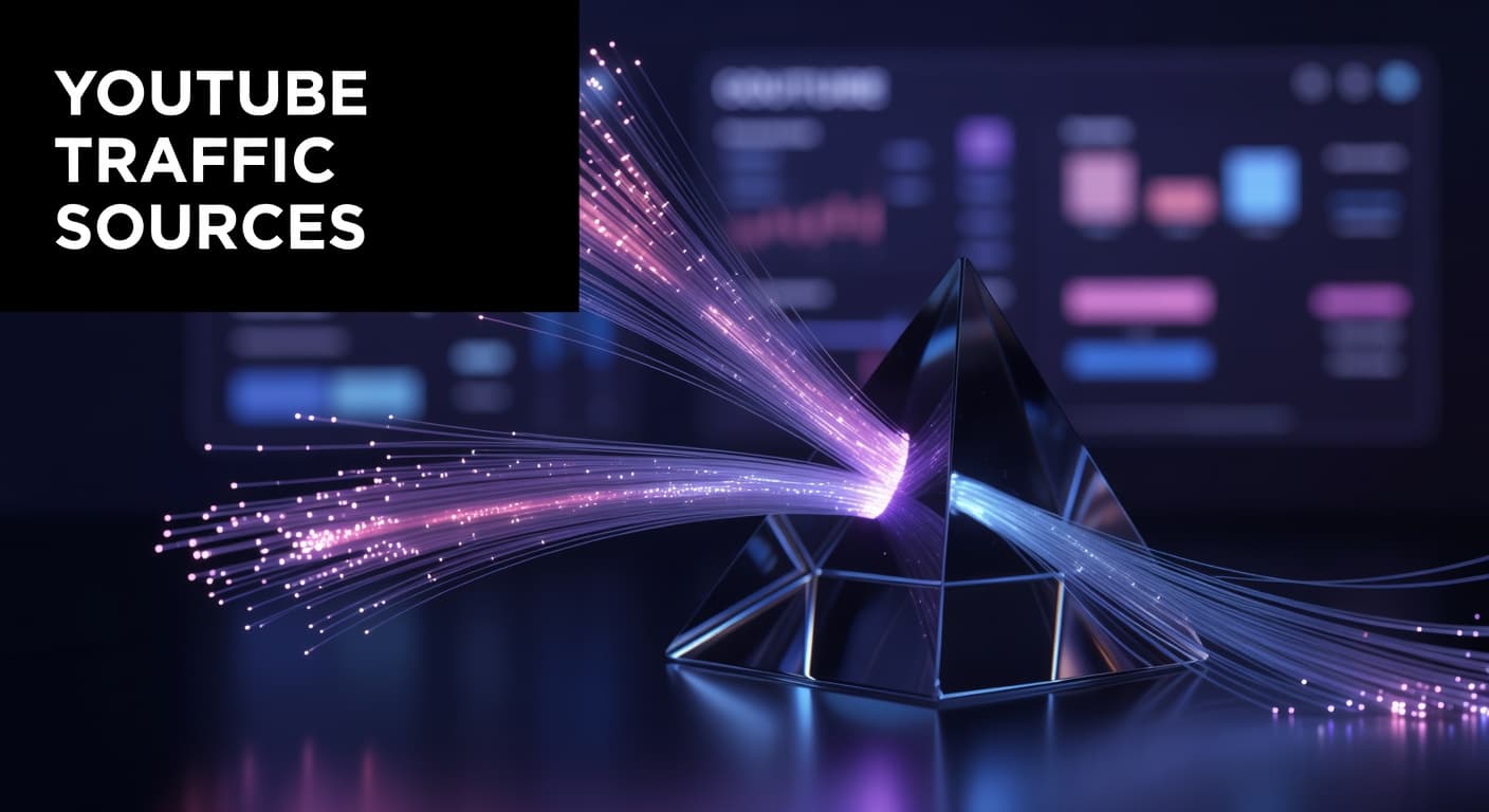 YouTube traffic sources dashboard showing breakdown of browse features, search, suggested videos, and external traffic sources for channel growth analysis