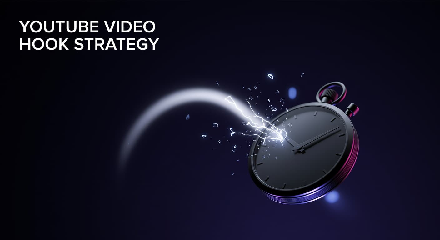 YouTube video hook strategy showing a retention curve with strong early viewer hold in the first 30 seconds