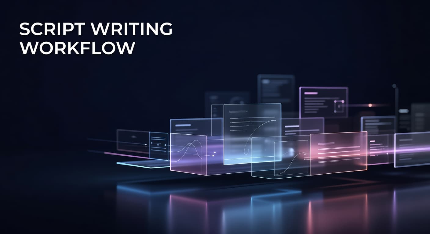 YouTube script writing workflow showing a repeatable system for faster video production