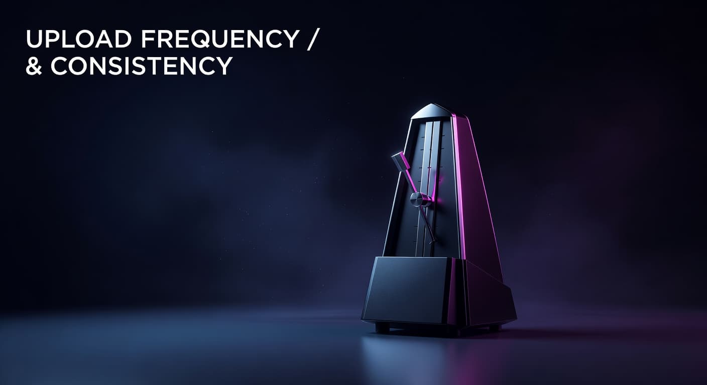 YouTube upload frequency chart showing consistent posting schedule and algorithm performance signals