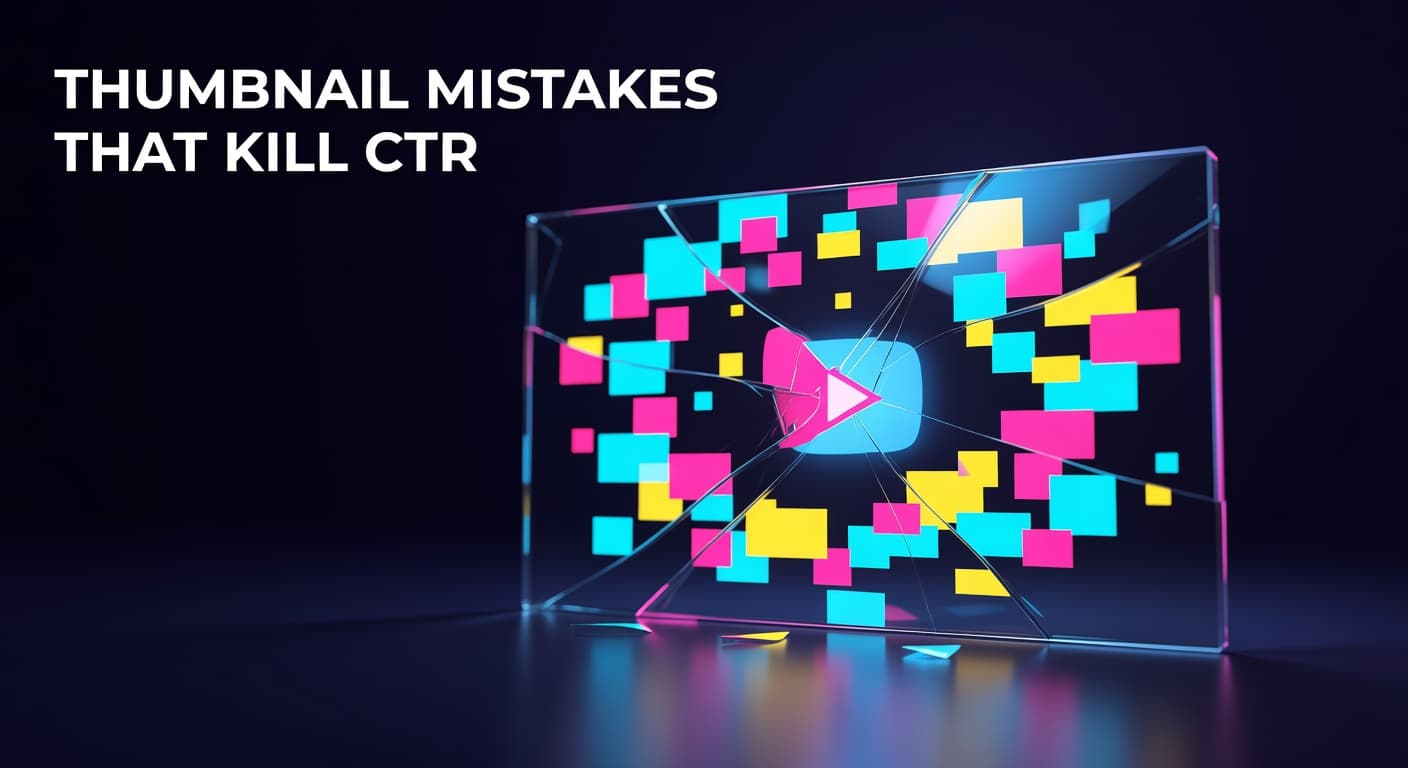 YouTube thumbnail design mistakes that hurt click-through rate shown as a before and after comparison
