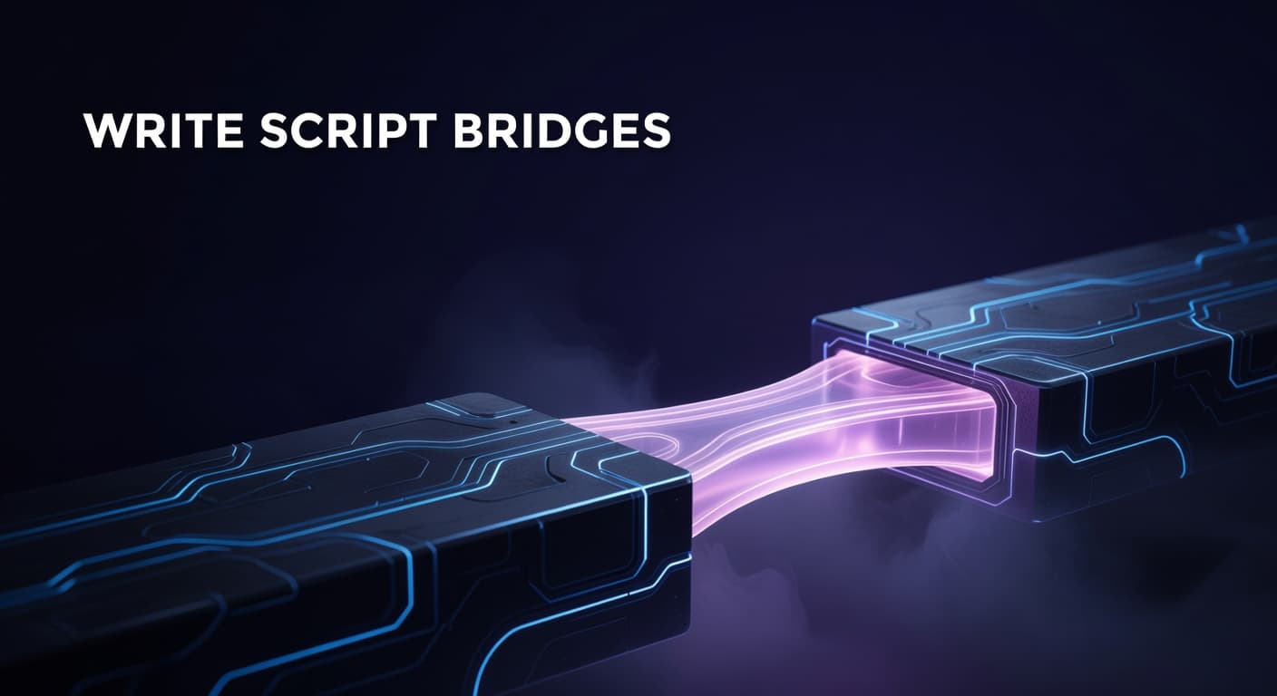 Illustration showing YouTube script section bridges connecting video segments to prevent mid-video viewer drop-off