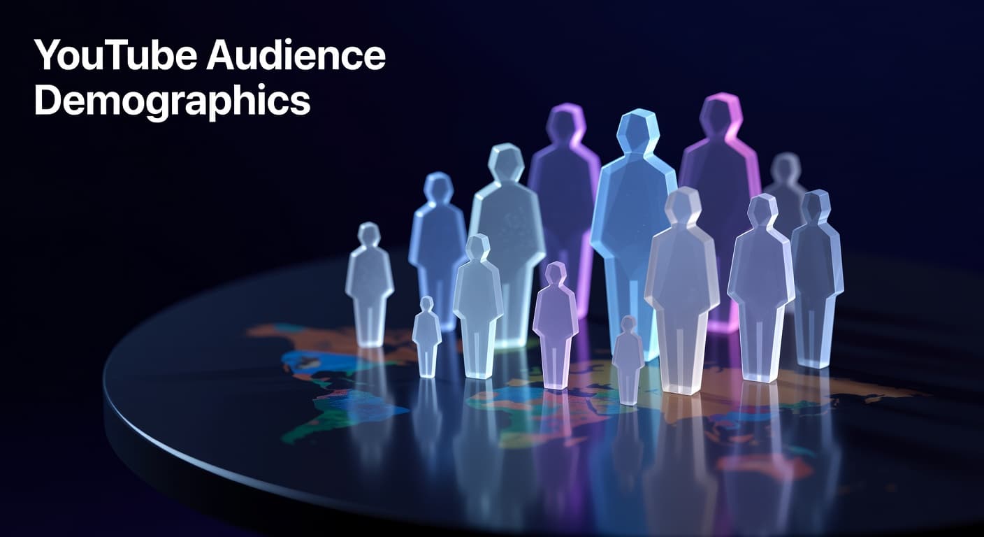 YouTube audience demographics dashboard showing age, gender, and geographic distribution data for channel growth strategy