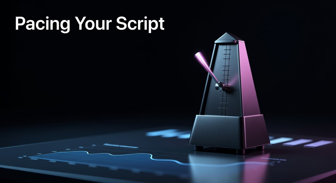 YouTube script pacing guide showing optimal information density and speaking rate for viewer retention
