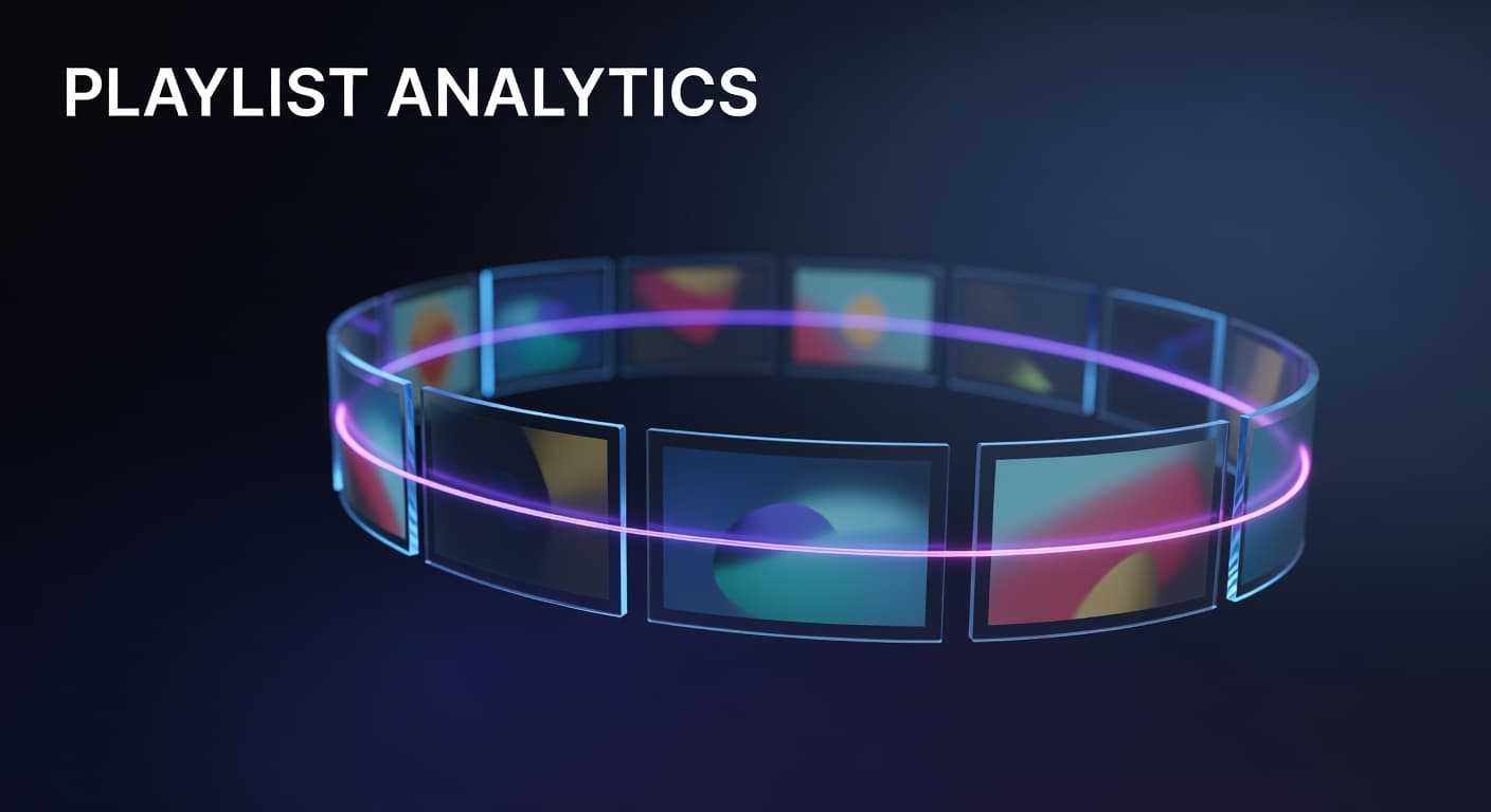 YouTube playlist analytics dashboard showing session watch time metrics and views per playlist start data for channel performance optimization