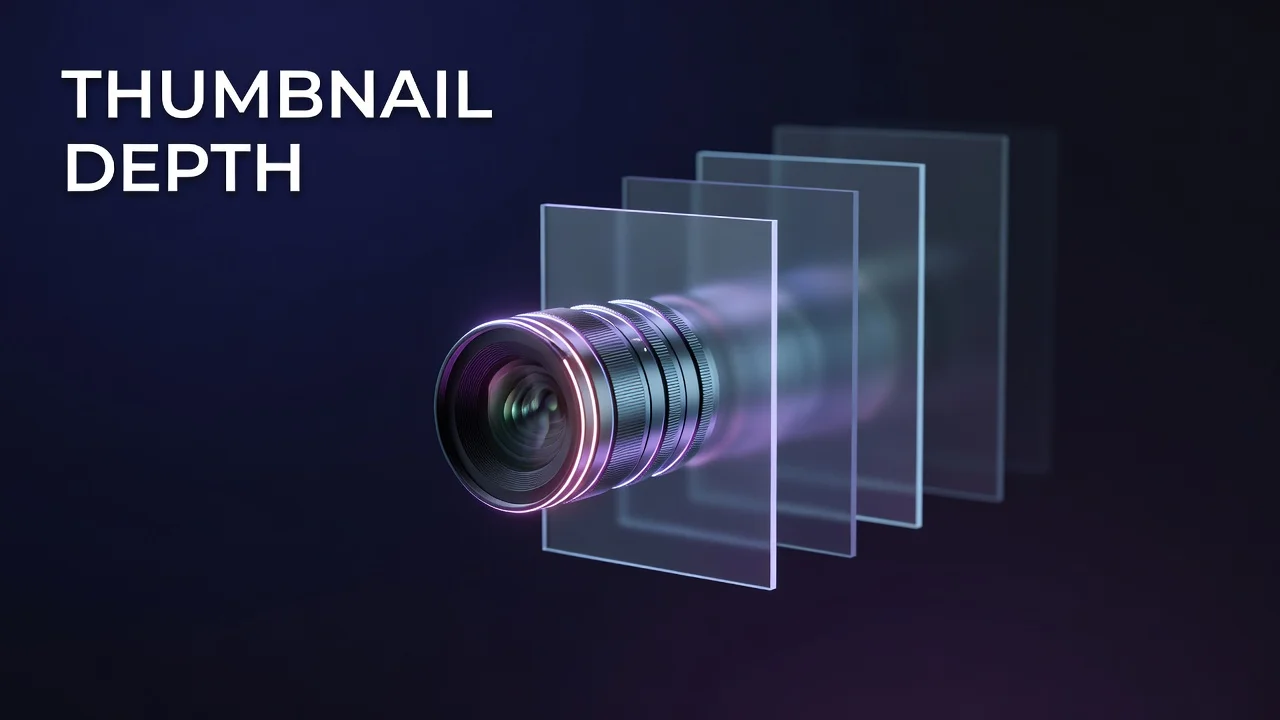 A layered YouTube thumbnail showing a lit subject separated from a blurred background to create visual depth