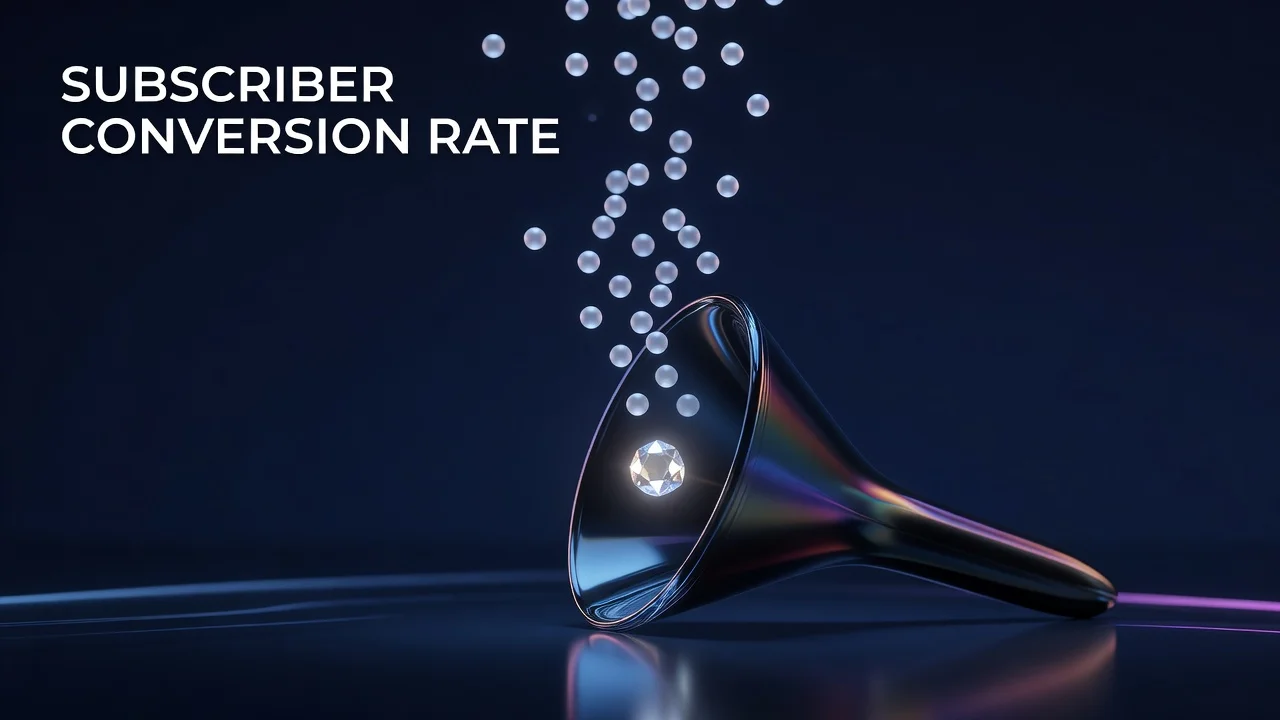 Data dashboard showing YouTube subscriber conversion rate rising as viewers convert into subscribers