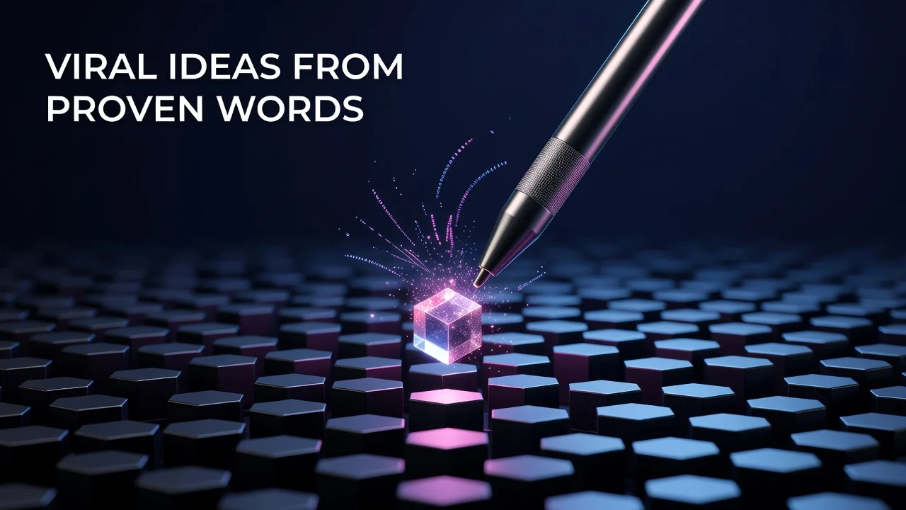 Data dashboard highlighting high-performing YouTube title words used to generate viral video ideas