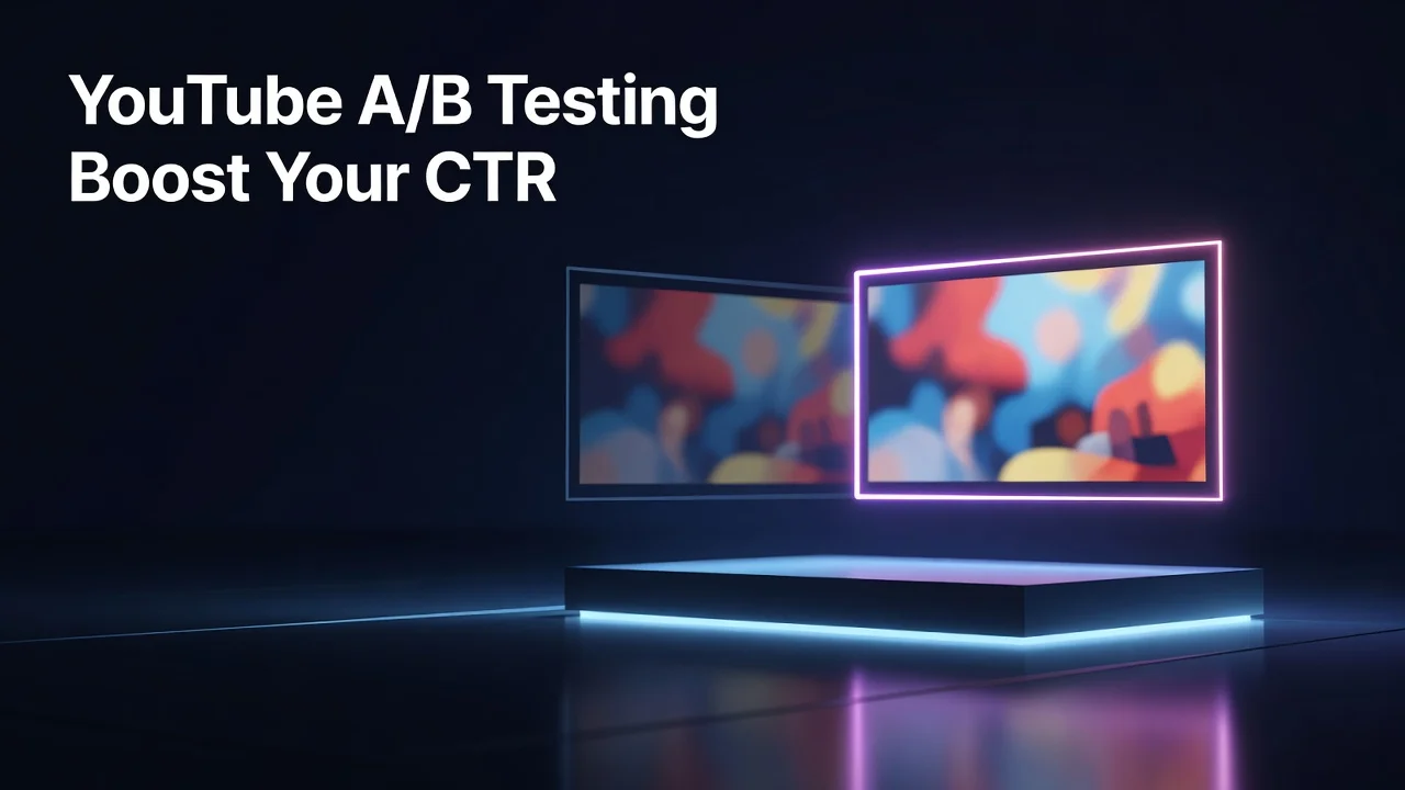 Creator comparing three YouTube thumbnail variants in a Test and Compare A/B testing experiment