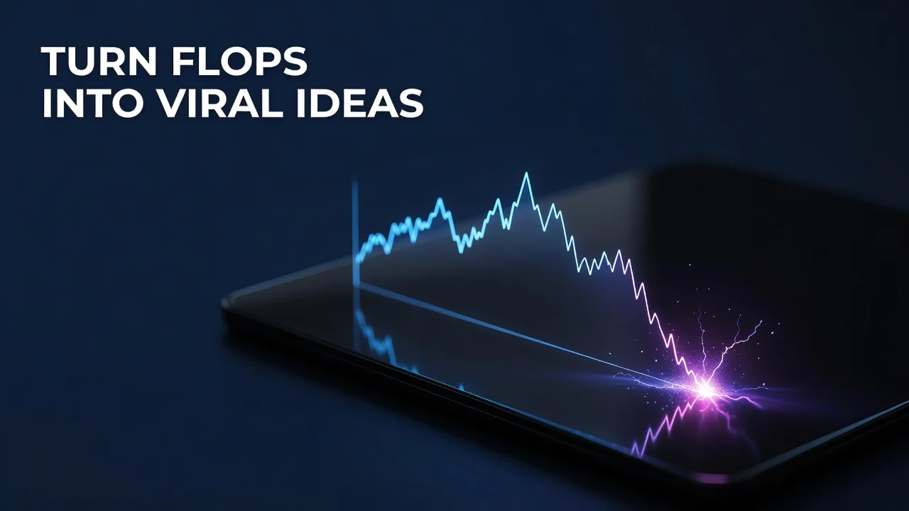Creator reviewing an underperforming YouTube video's analytics to find new viral content ideas