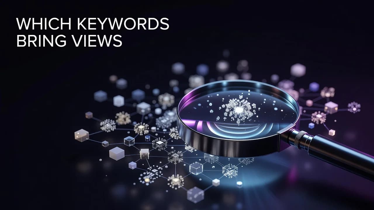 Creator reviewing YouTube search terms report data showing keyword queries driving video views