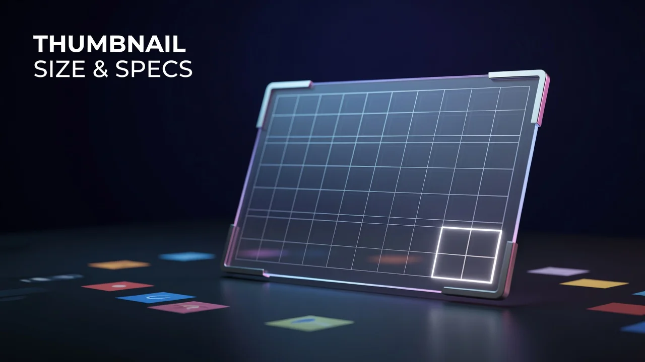 YouTube thumbnail size template showing 1280x720 pixel dimensions and 16:9 aspect ratio safe zones